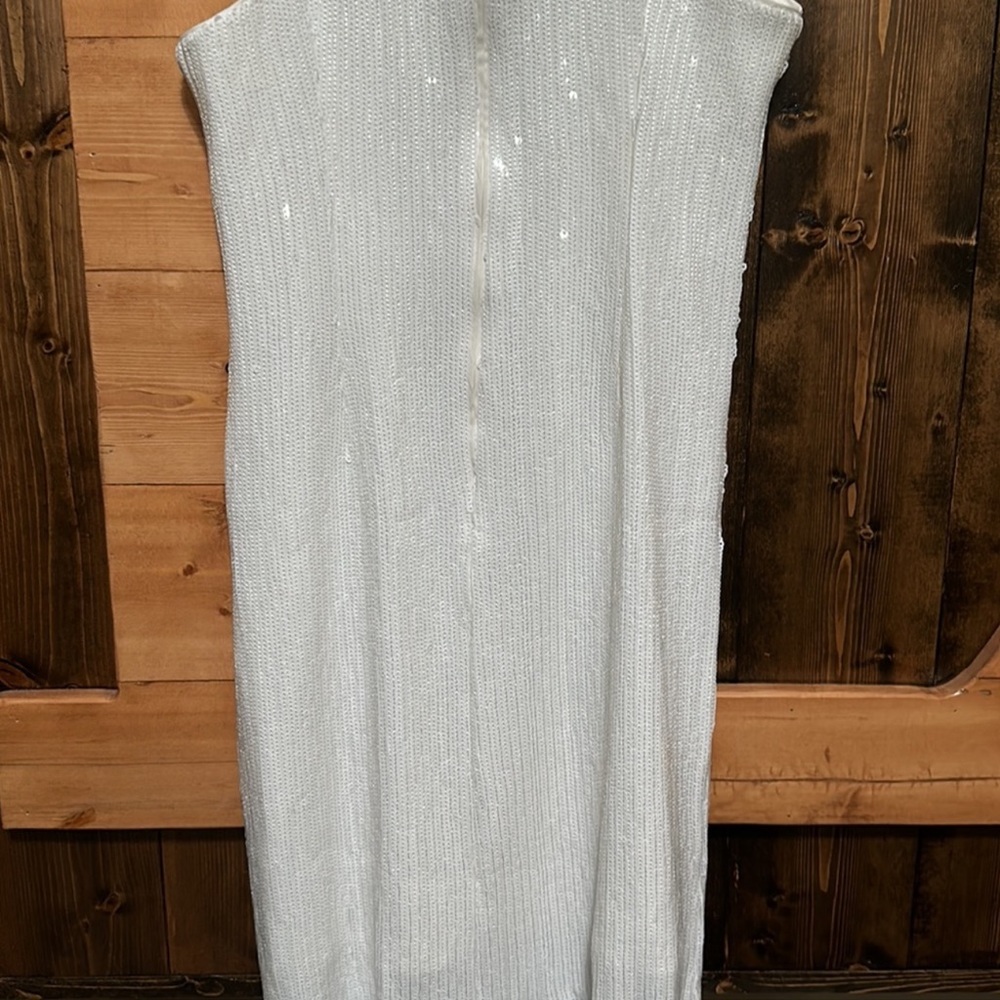 J.Crew Collection Fringe-Trim Sequin Sheath Dress in White - Picture 10 of 14